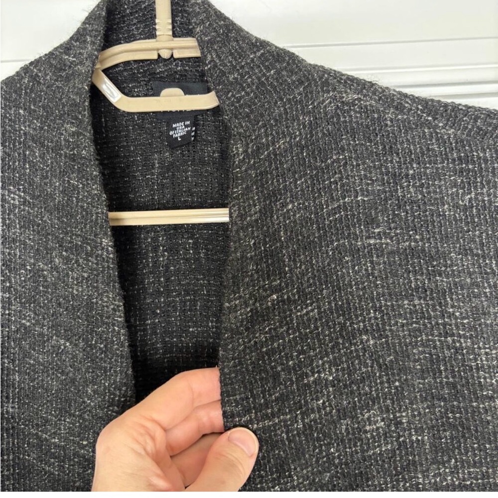 Eileen Fisher Charcoal Gray lightweight open blazer jacket pockets Large - Picture 3 of 8